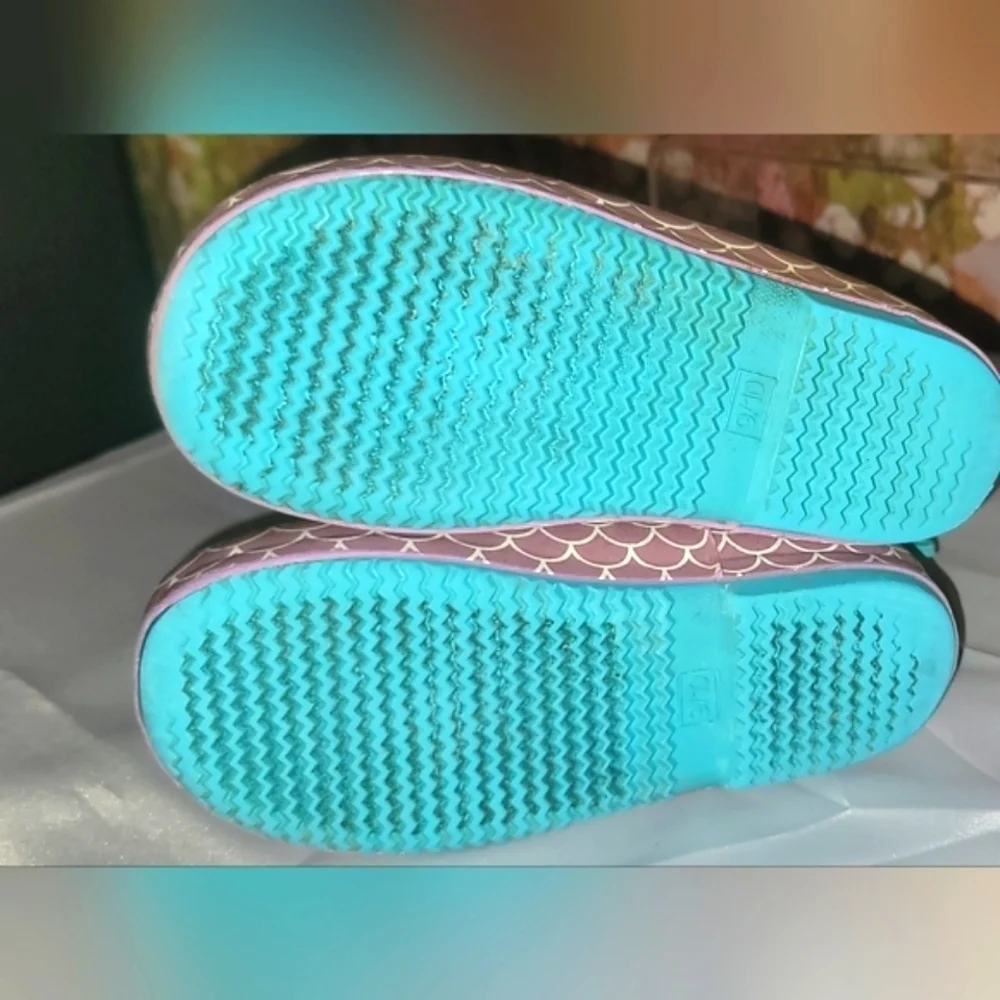 Mermaid Rubber Rain Boots lined with faux Sherpa